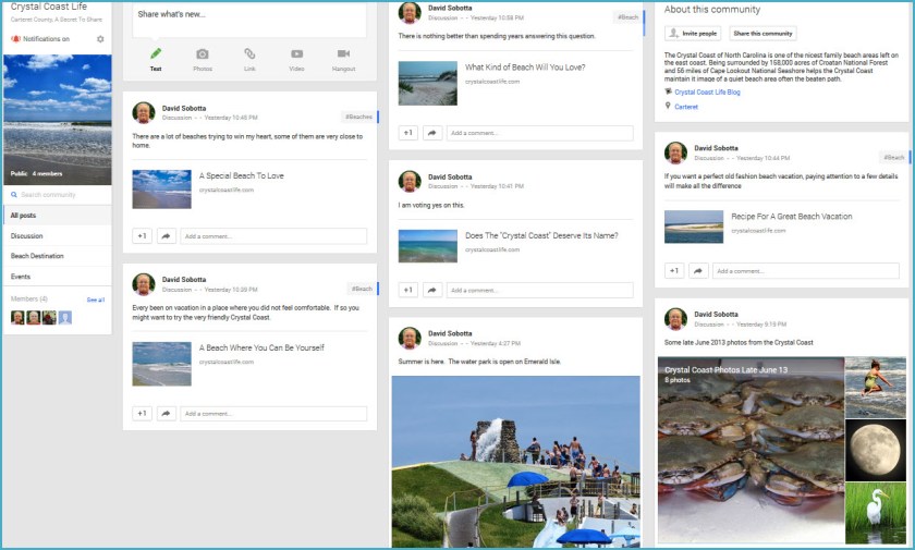 My Crystal Coast Life Community on Google+